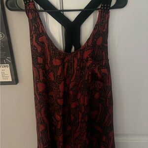 Red and Black Patterned Racerback Dress
